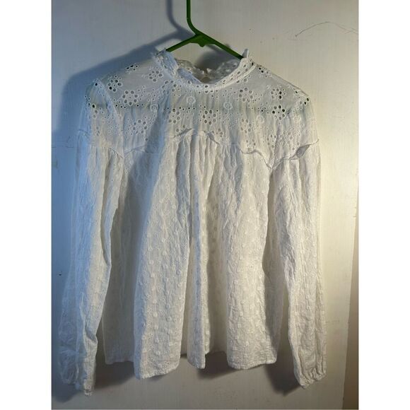Time & Tru white eyelet shirt top medium m - Picture 1 of 6